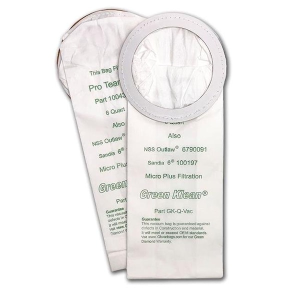 Green Klean Green Klean GK-Q-Vac Eureka Sanitare BP-1 & Model SC408 Backpack Replacement Vacuum Bags - 10 per Case - Case of 10 GK-Q-Vac - main